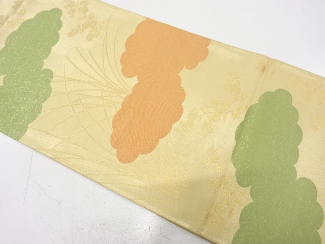 アンティーク　雲に草花模様織り出し袋帯（材料）